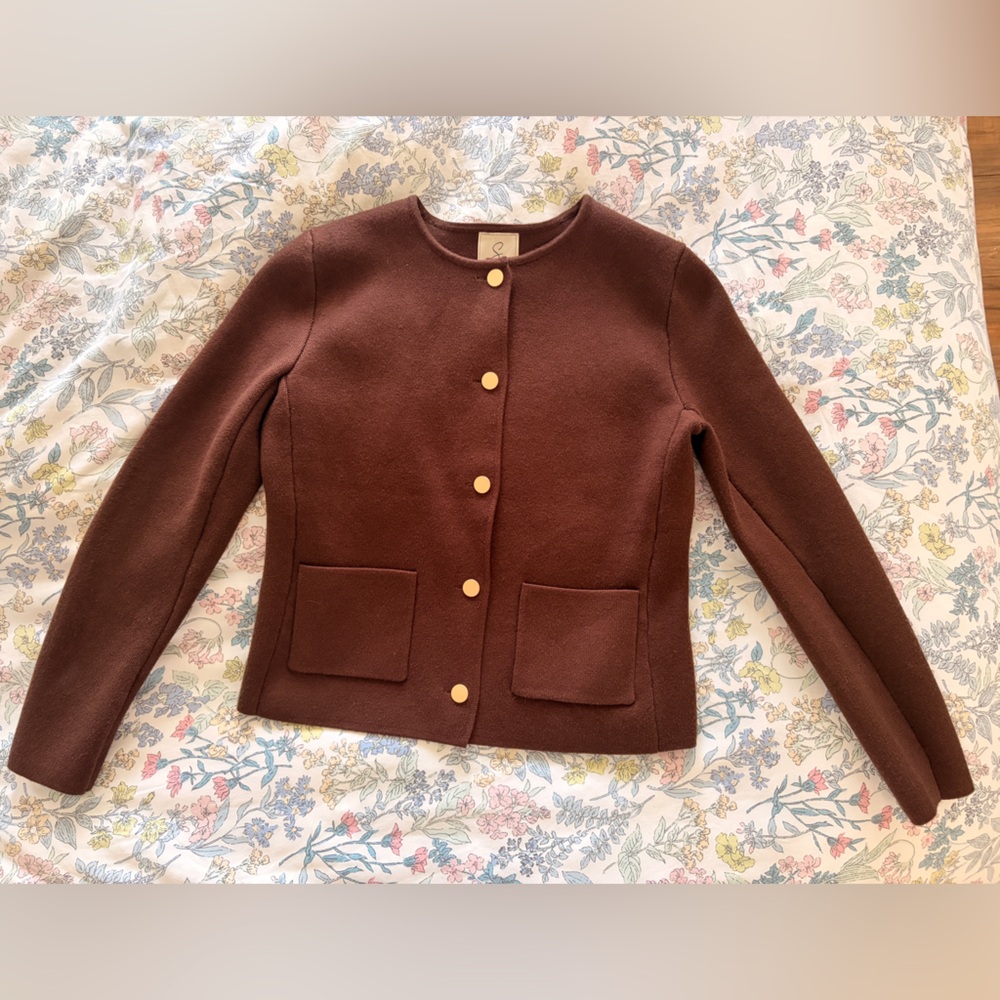 Sioni Brown Button-Front Cardigan